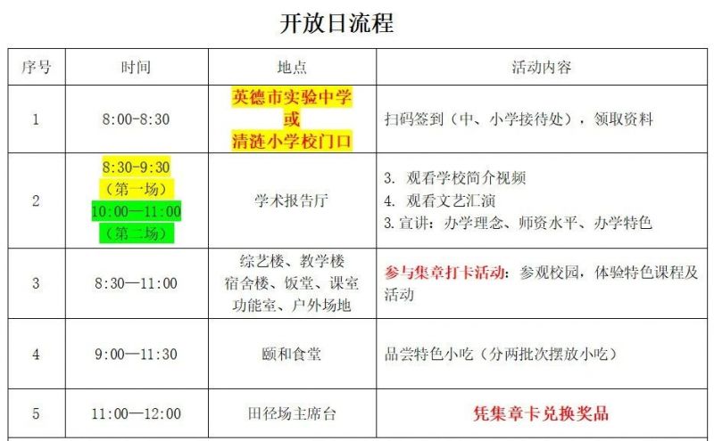 2025年清远英德市实验中学校园开放日活动指引