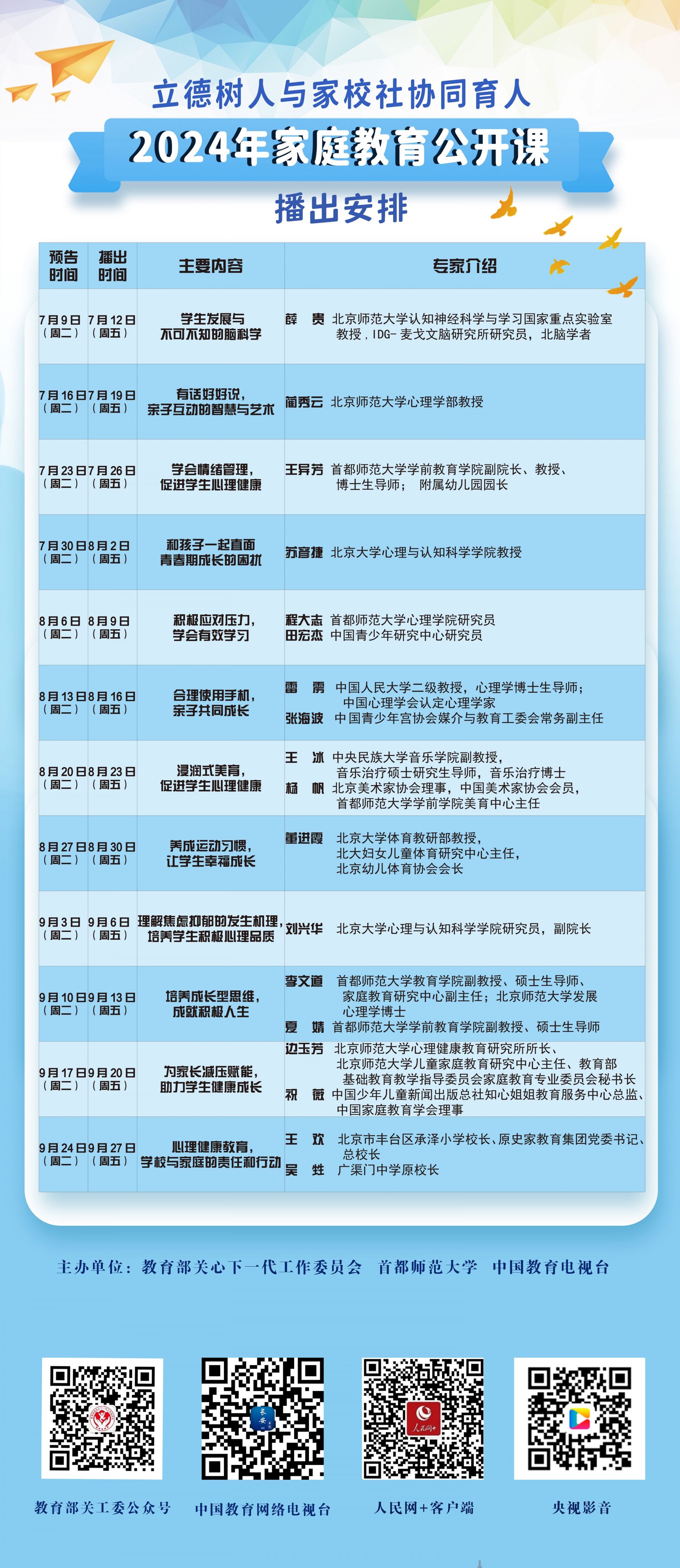 家庭教育公开课直播几点开始2024(附直播安排表)