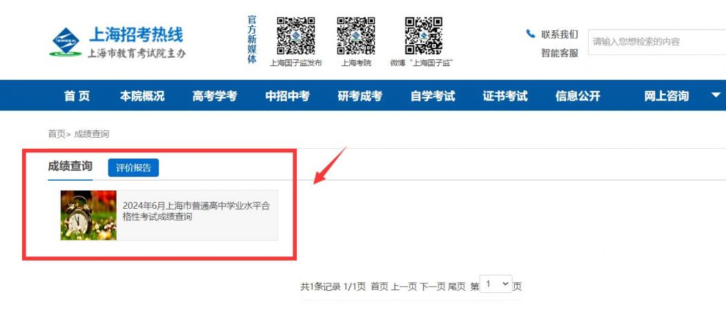 上海合格考成绩查询入口官网2024