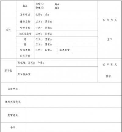 2026年广东省普通高校专升本招生体格检查表