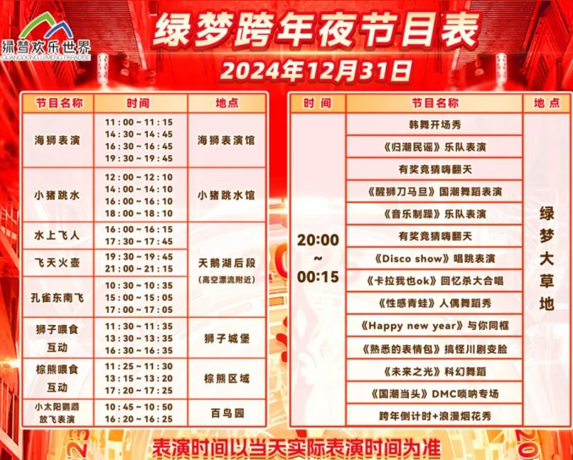 2025汕头绿梦欢乐世界跨年元旦活动攻略