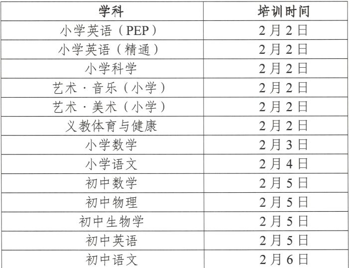 2026年春季学期人教版义教新教材网络培训课程直播时间表