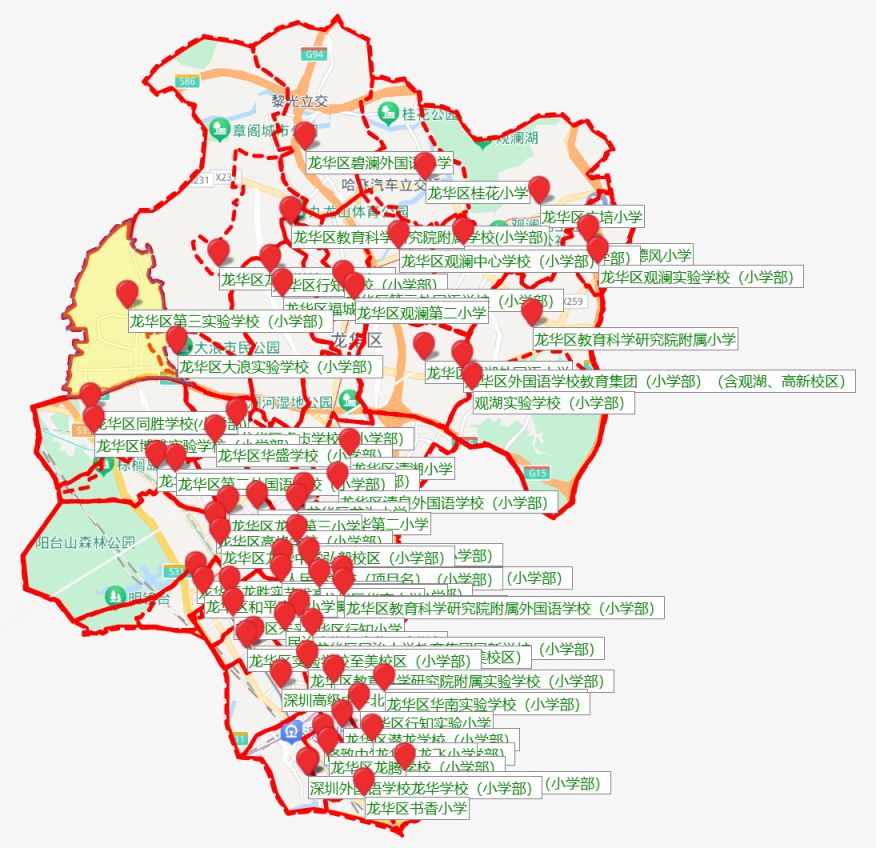 2023龙华小学学区划分（附电子地图+文字描述+咨询电话）