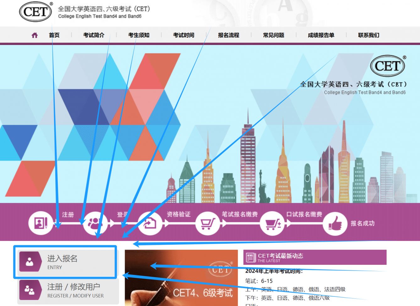 2024六级报名官网入口_CET全国网上报名系统资格审核_全国四六级报名