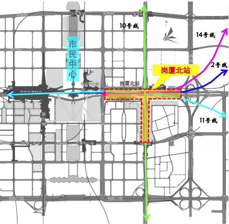 岗厦北枢纽2022年底实现四线换乘