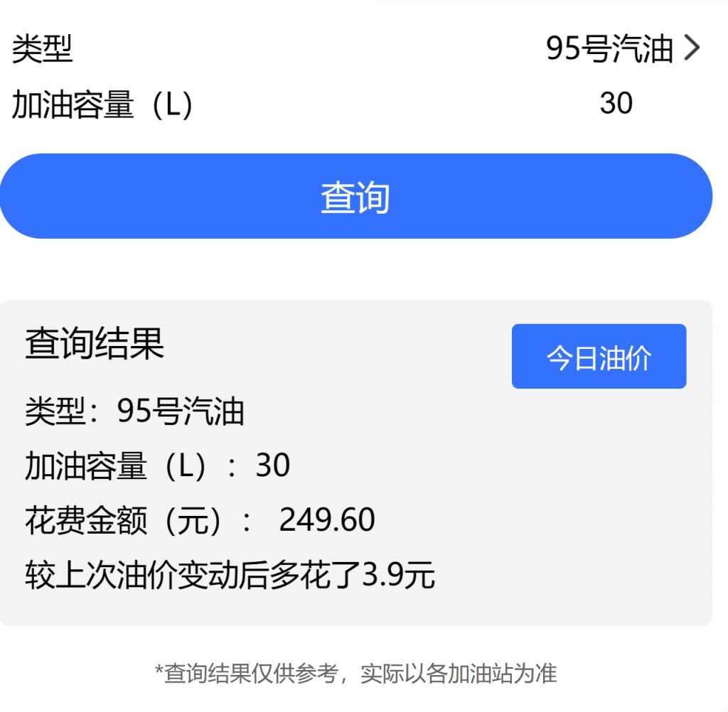 今日95油价图片