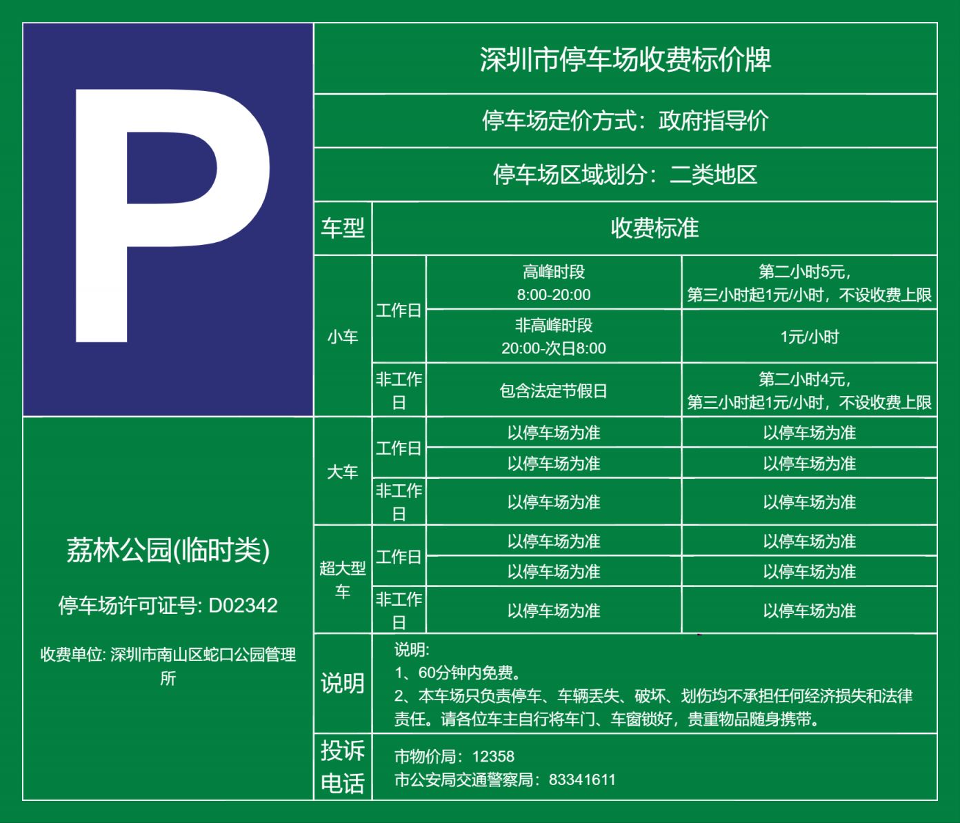 深圳荔林公园停车场收费吗现在
