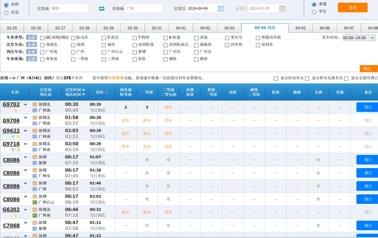 2024深圳清明高铁余票查询入口(广州 潮汕 汕头等)- 深圳本地宝