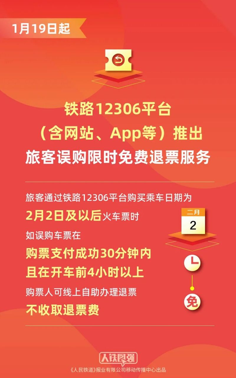 铁路12306买错火车票可限时免费退