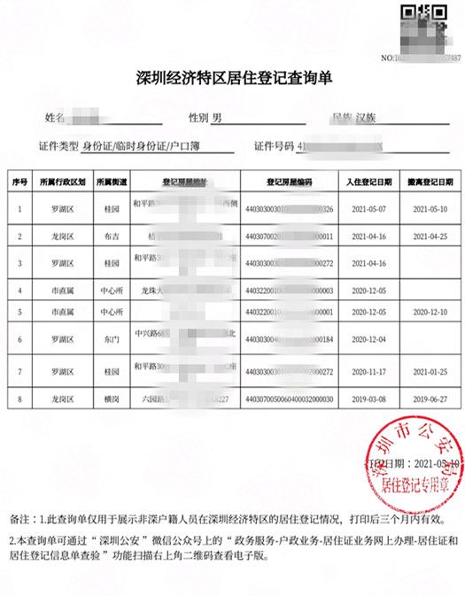 深圳居住信息登记证明怎么开？