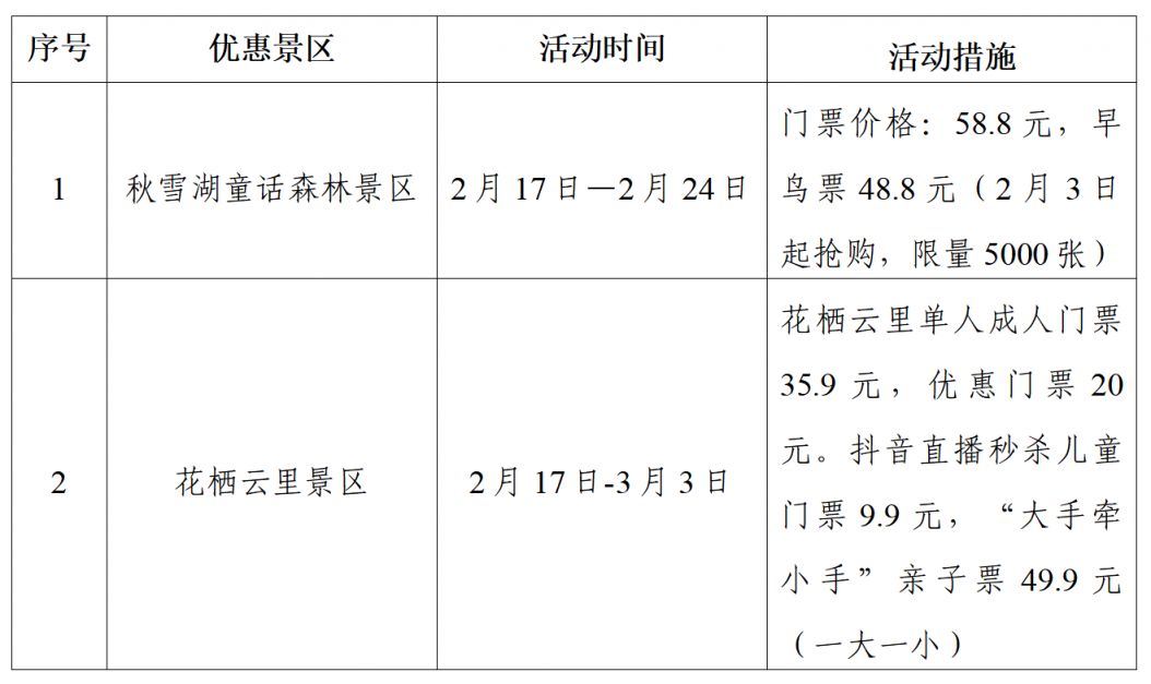 2026春节秋雪湖麒麟湾纯洁门票优惠活动