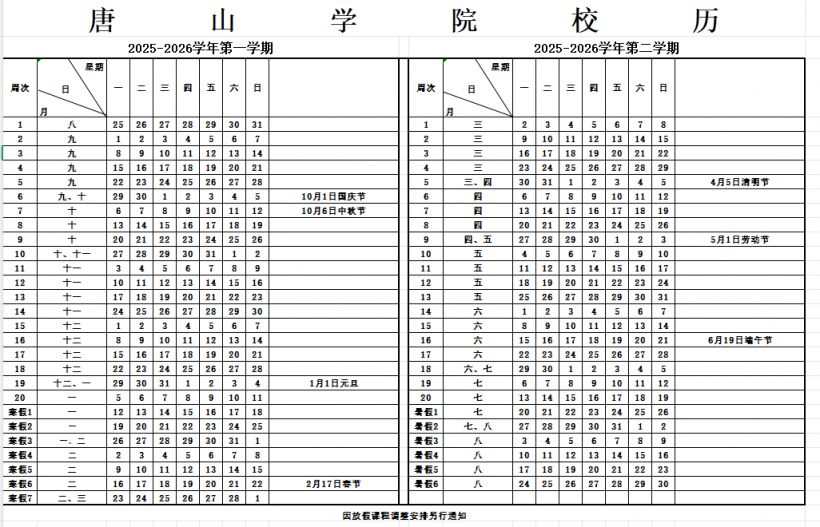 2026年唐山学院春季开学时间