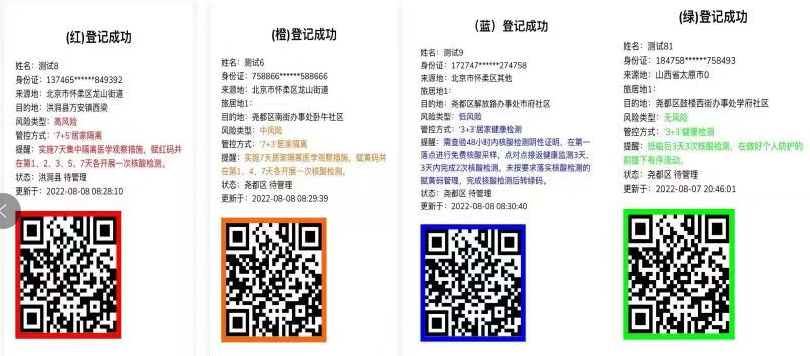 临汾市检疫信息登记4钟颜色标识代表什么意思？