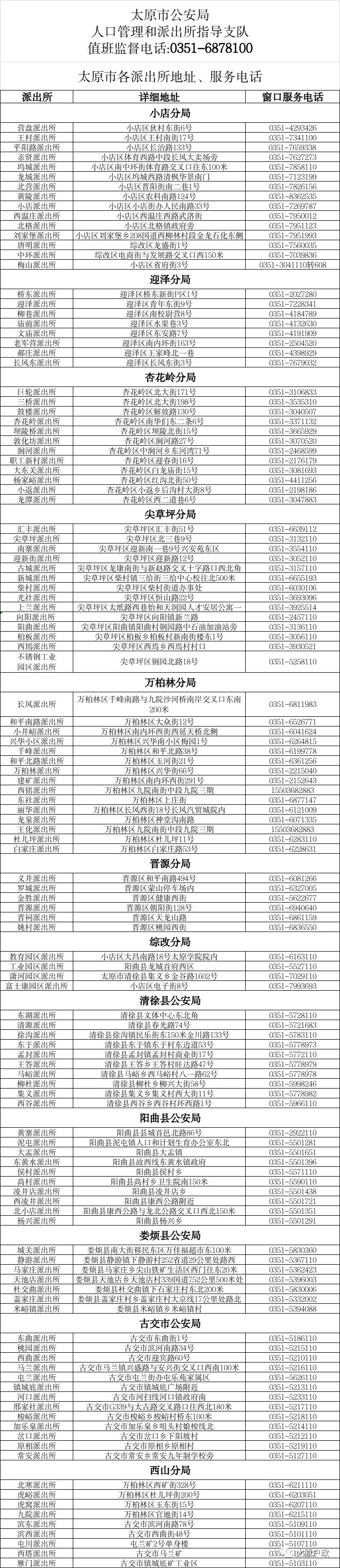太原派出所办理户口时间