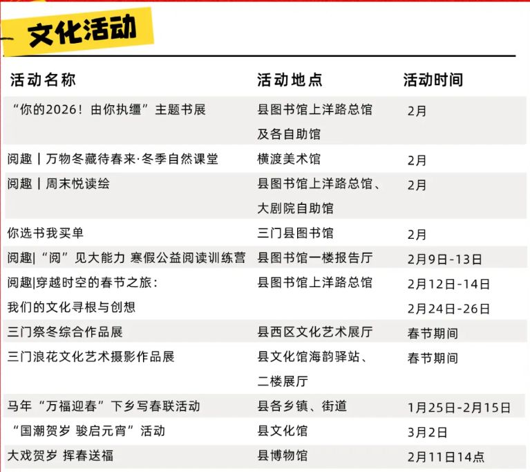 2026台州三门春节活动汇总（持续更新）