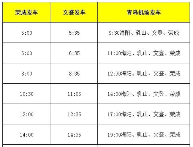 2023威海机场巴士最新发车时刻表 2023威海机场巴士最新发车时刻表