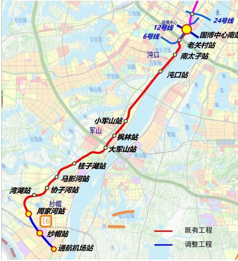 武汉地铁16号线二期最新线路图
