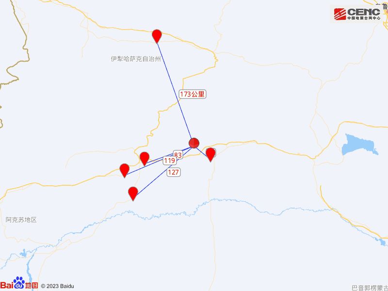 2月19日阿克苏地区库车市发生40级地震