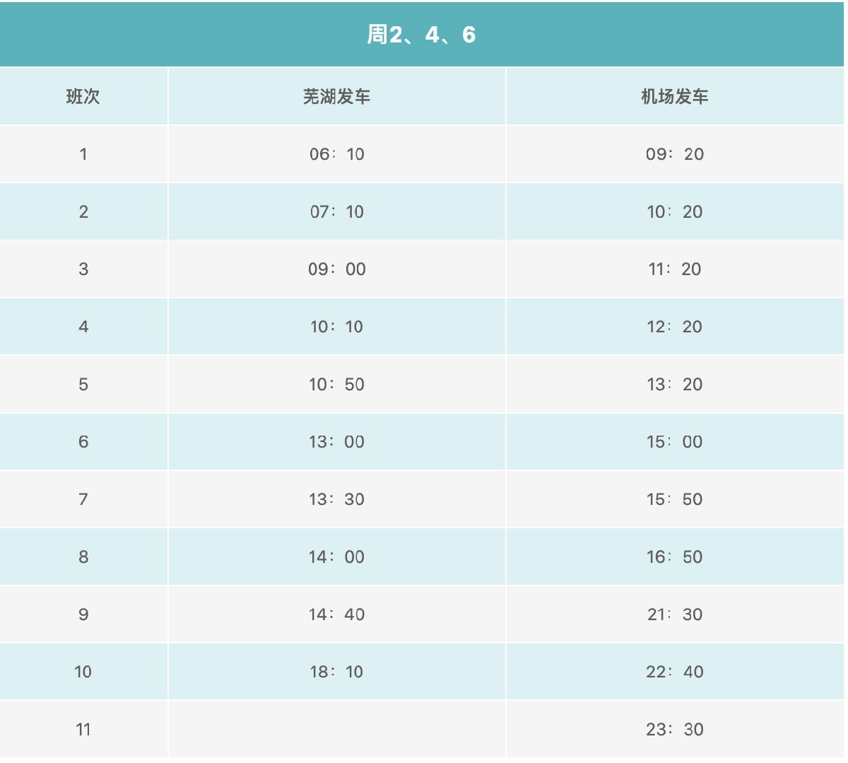 蕪湖到蕪宣機場機場往返大巴時刻表更新中