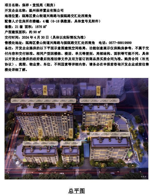 2023温州市本级第六批人才住房配售房源具体信息