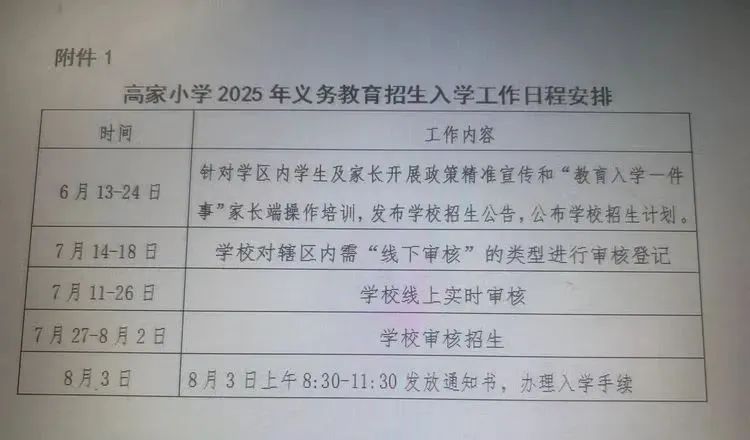 西安市高陵区高家小学2025年一年级招生公告（时间+学区范围）