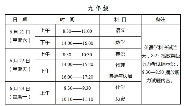 2025礼泉县中考温馨提示（时间+考点）