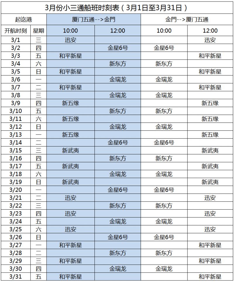 2023年3月廈金航線時刻表- 廈門本地寶