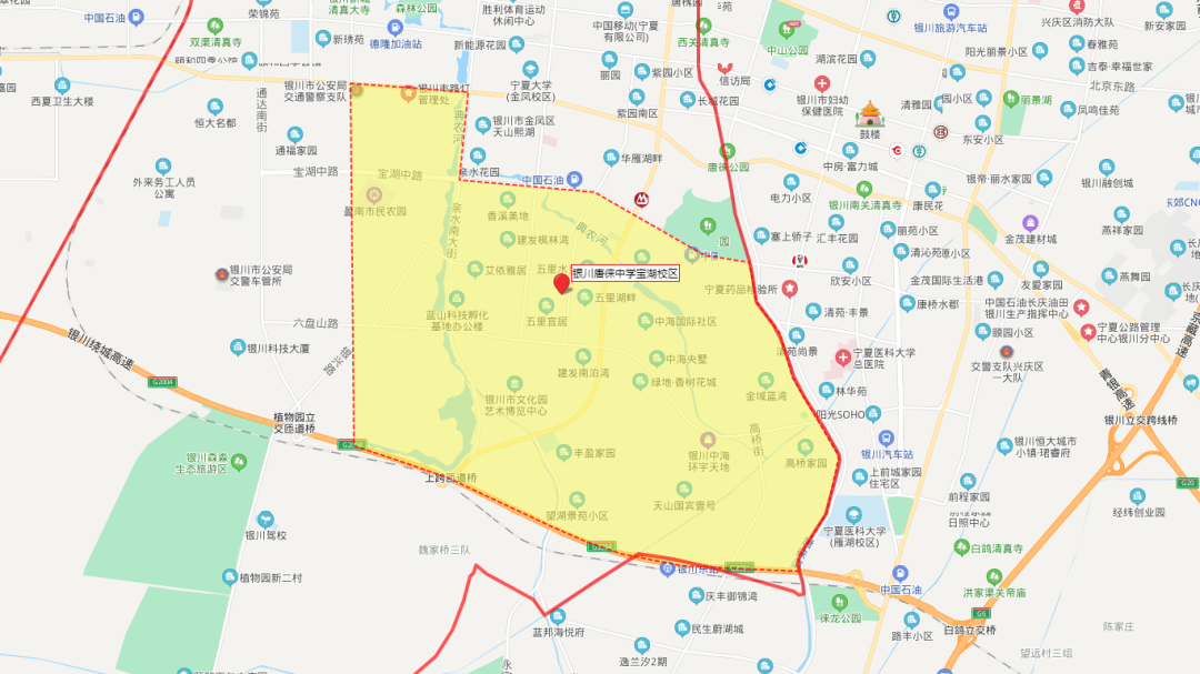 銀川金鳳區各初中學區劃分範圍地圖版