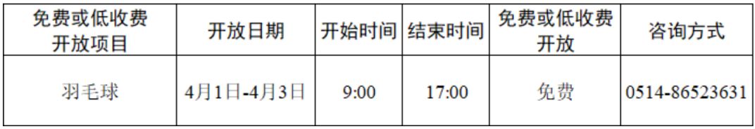 2026扬州市中小学春假体育场馆低收费_免费开放活动
