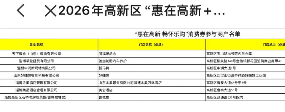 高新区春节购物消费券使用商家名单