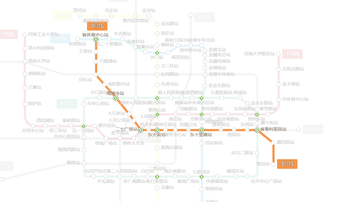 郑州地铁3号线全程站点图